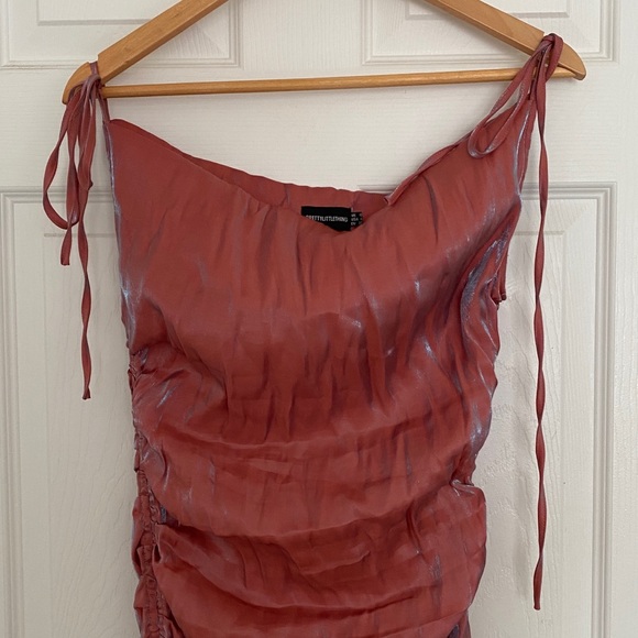 Pink Iridescent Satin Midi Dress - Picture 4 of 4